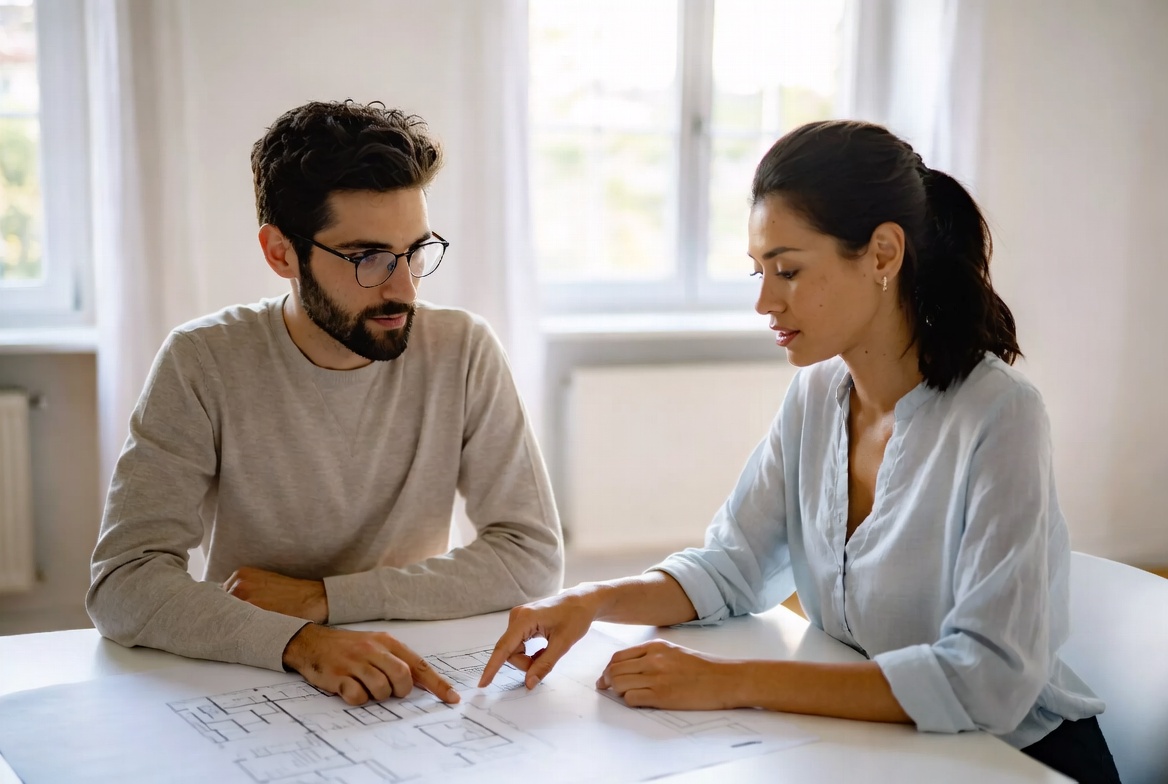 Bauherrenberatung – Beratungsgespräch über Baupläne